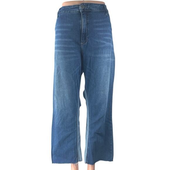 KUT From the Kloth Women's Blue High Waist Baggy Wide Leg Denim Jeans Size 18 - Picture 1 of 4